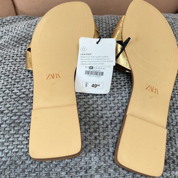 Zara Women's Metallic Silver or Gold Sandals size 37 - Picture 4 of 10